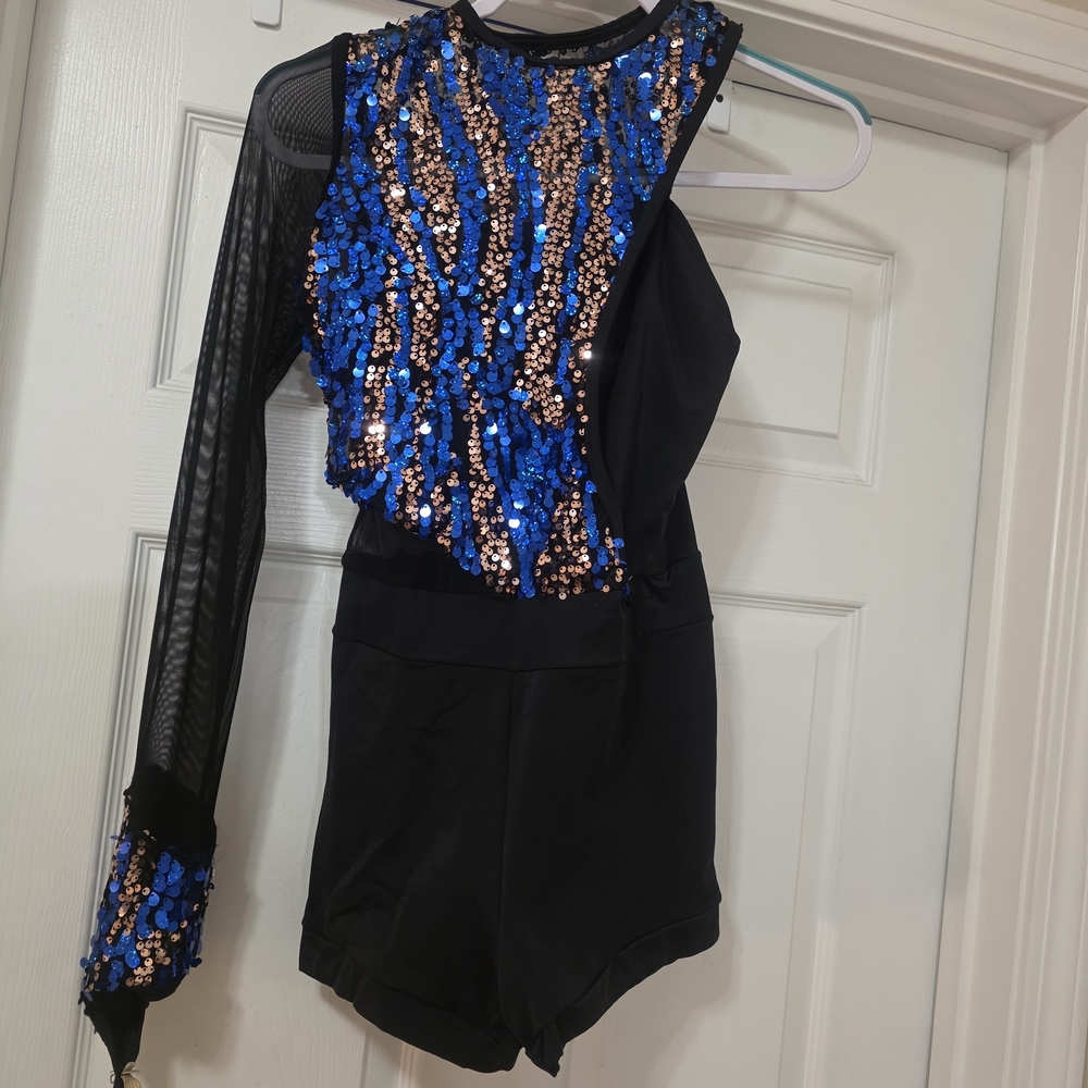Black and Blue Sequin Dance Costume
